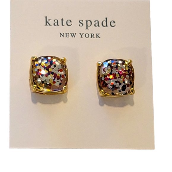 Kate Spade Earrings Sparkle Glitter Blue Silver Pink Stud Gold Jewelry JJ3337 - Picture 1 of 8